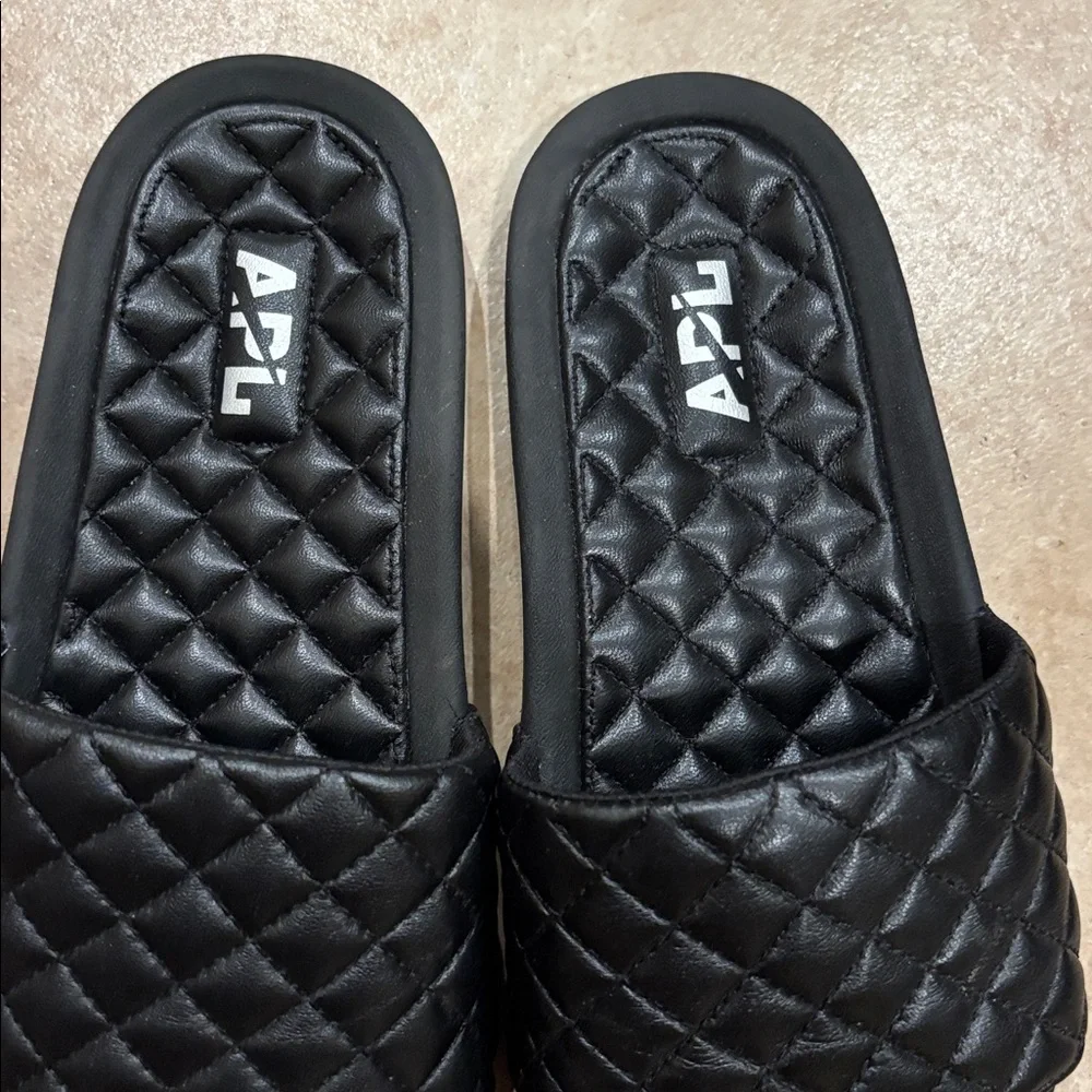 APL Lusso Black Nappa Quilted Leather Slides - Picture 10 of 13